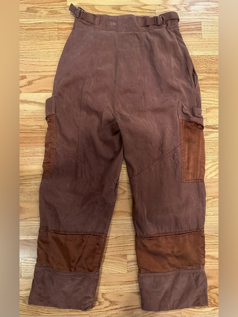 PINKO Brown Lyocell Cargo Pants Button Front Utility Style Womens Sz 0/XS *FLAW* - Picture 2 of 13